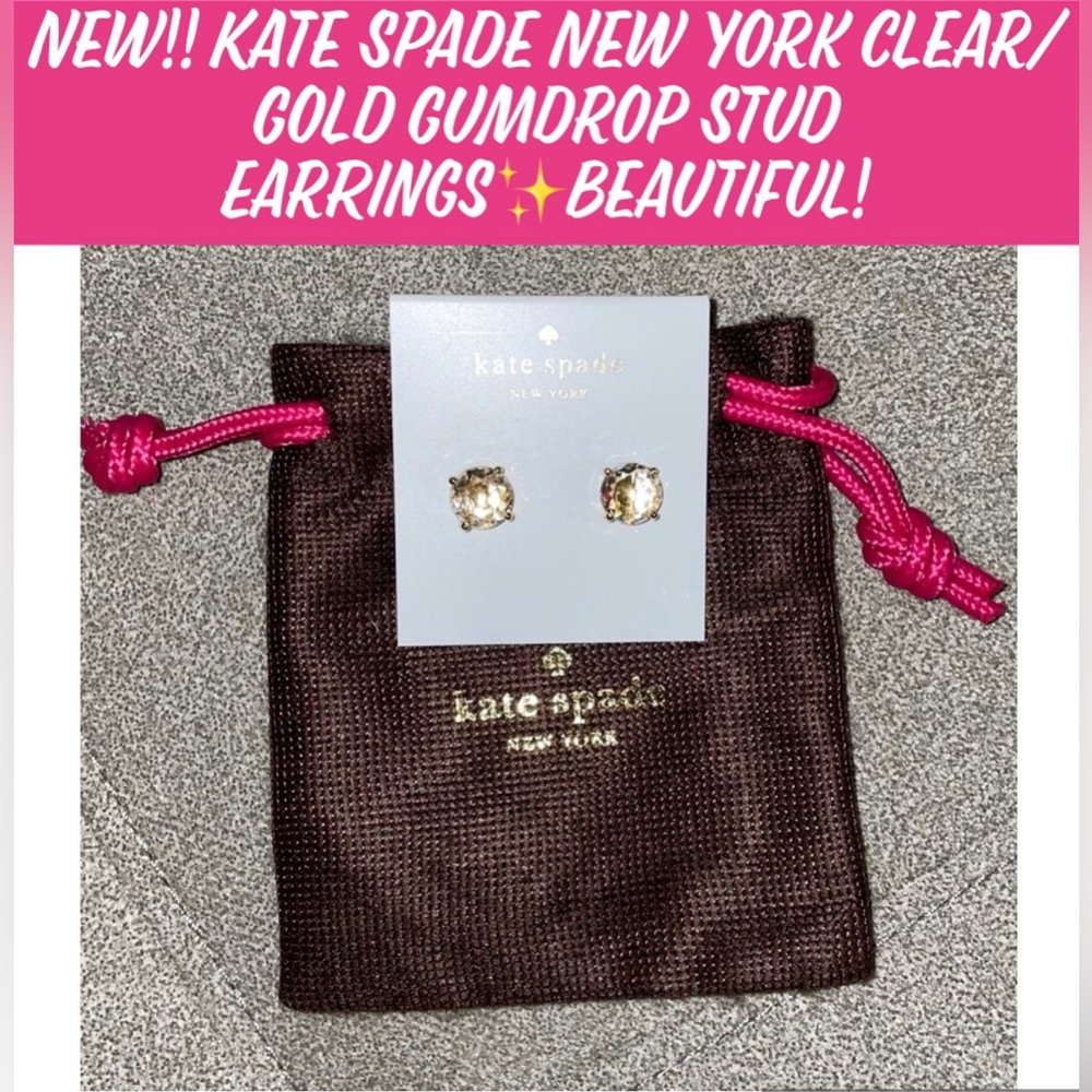 New!! Kate Spade New York Clear/ Gold Gumdrop Stud Earrings✨Beautiful!